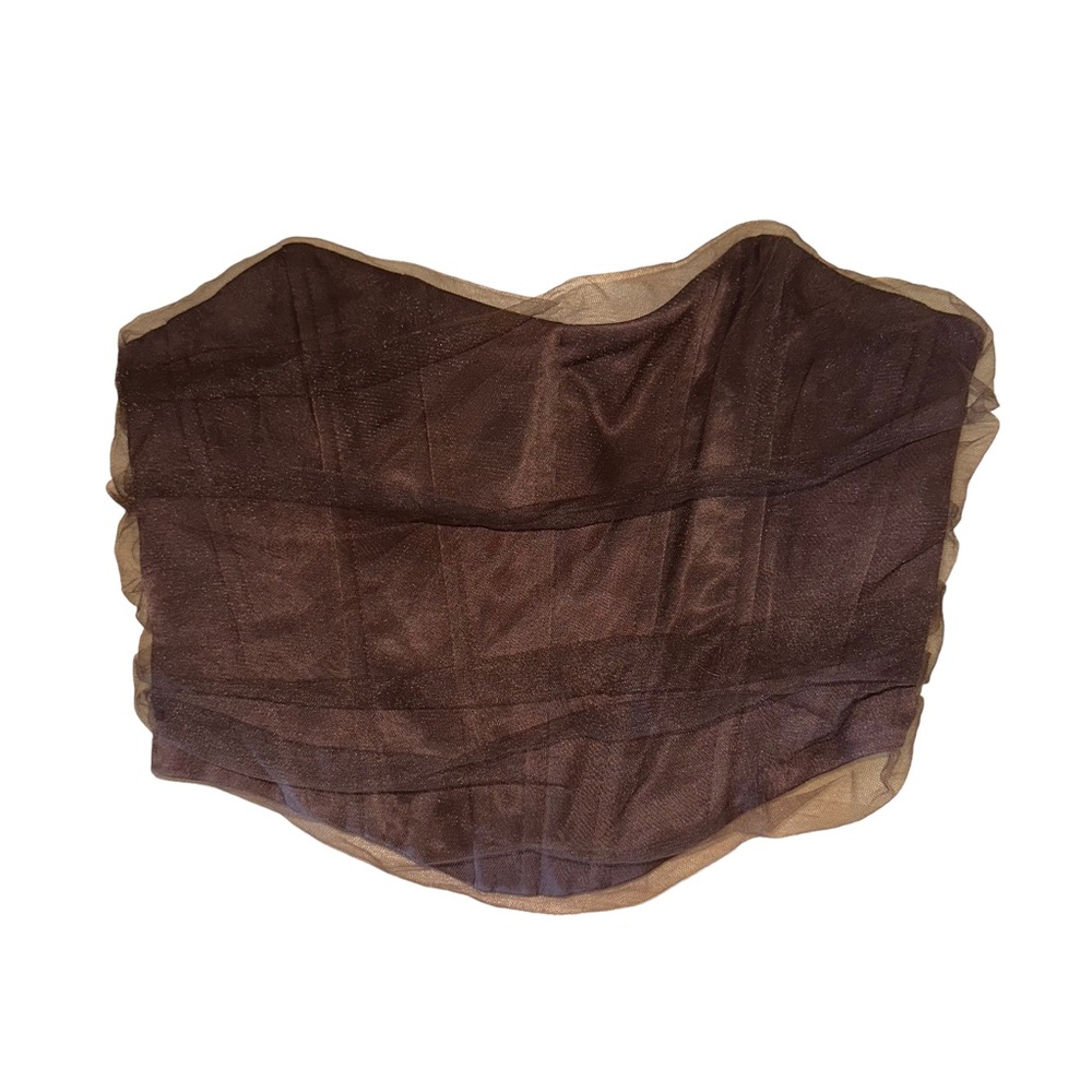 NWT Zara Crop Top Organza Brown Size XS
